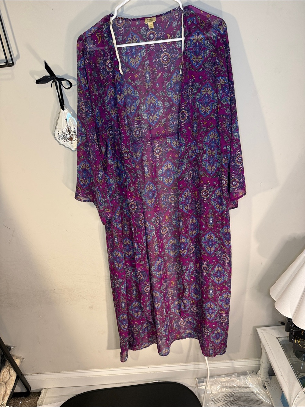 True Craft Purple Floral Sheer Coverup boho